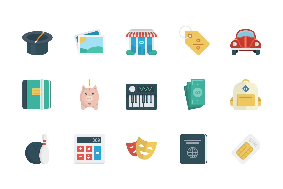 Basic Flat Icon Set Graphics - YouWorkForThem