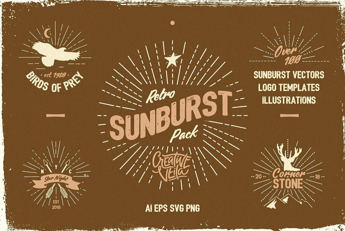 Vintage Glory — Sunburst Vector Set