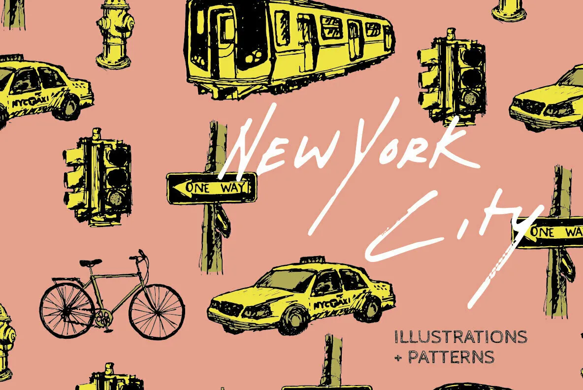 New York City Illustrations and Patterns Graphics - YouWorkForThem