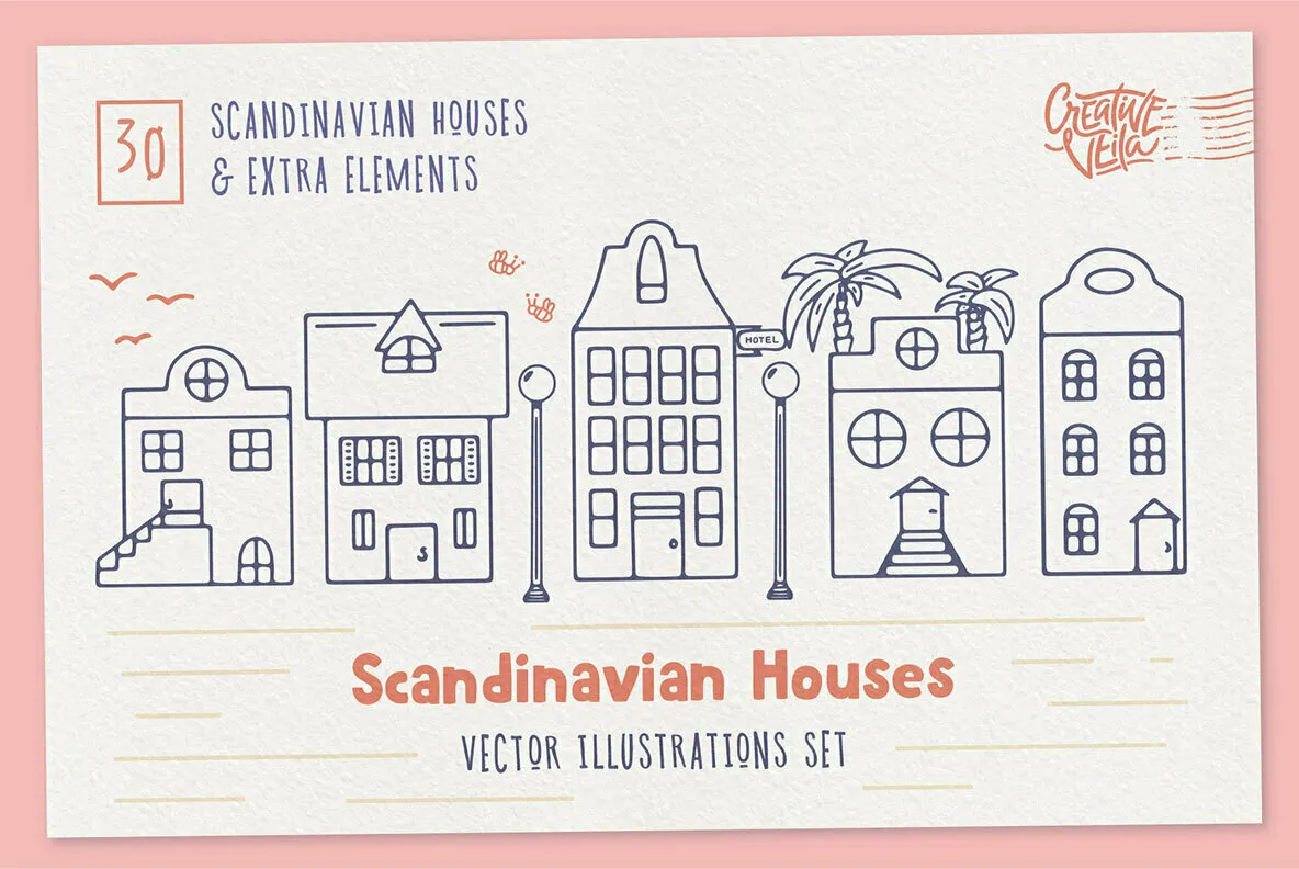 Scandinavian Houses Vector Images