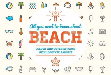 Awesome Summer Beach Icons and Signs Set