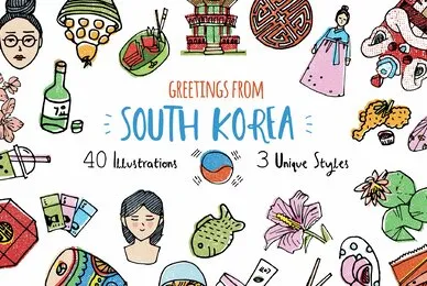 South Korea Illustration Set