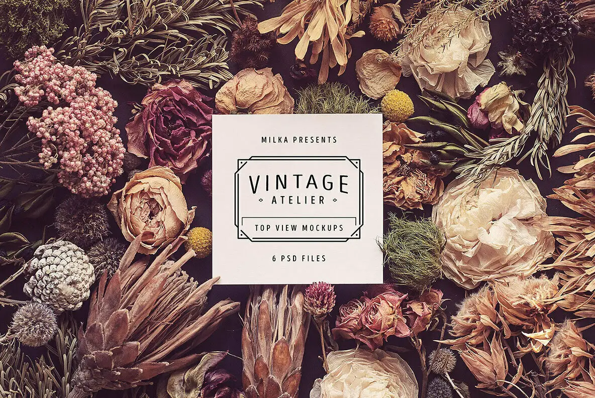 Vintage Atelier Top View Mockups