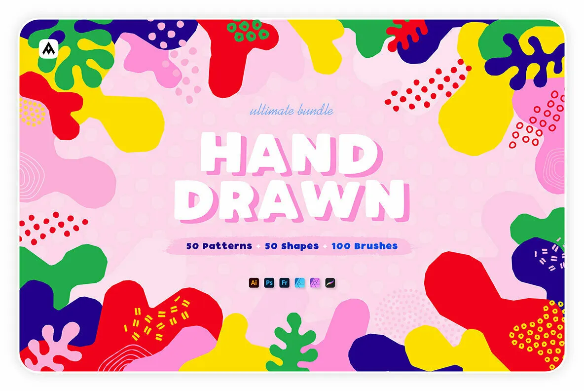 100 Hand-drawn Seamless Patterns and Shapes