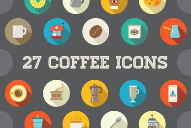 Awesome 27 Flat Vector Coffee Icons