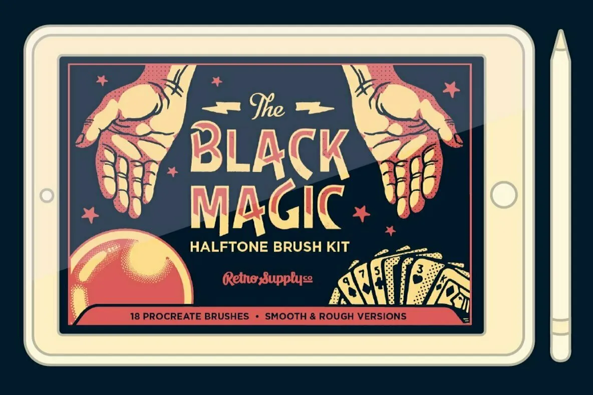 Black Magic Halftones - Halftone Brushes for Procreate