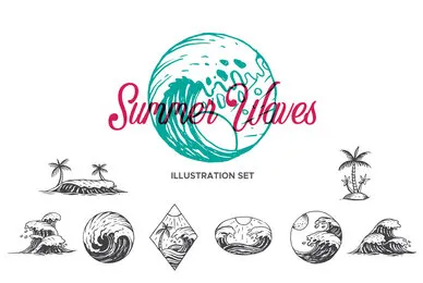 Summer Waves Illustration Set