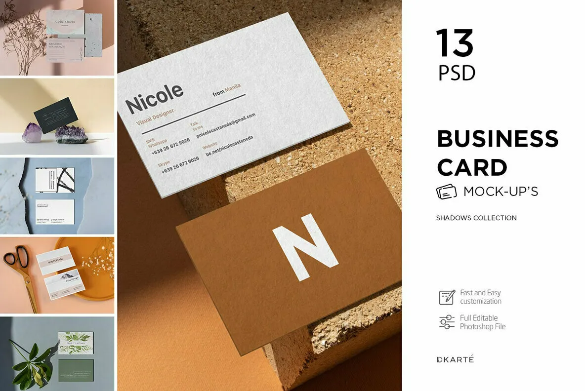 Business Card Mock-Up Shadows Collection