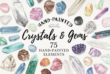 Crystals  Gems Watercolor Package