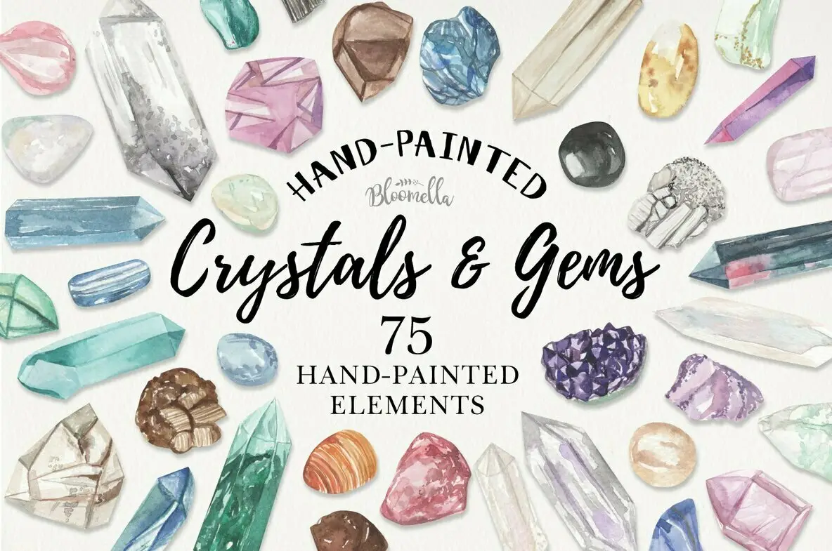 Crystals & Gems Watercolor Package