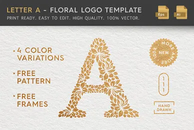Letter A   Floral Logo Template