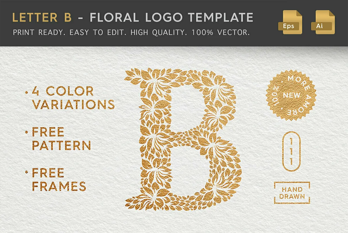 Letter B - Floral Logo Template