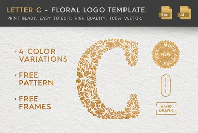Letter C   Floral Logo Template