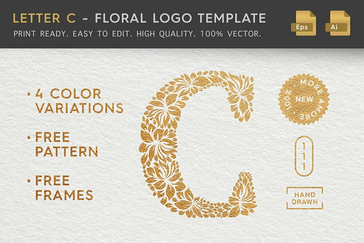 Letter C - Floral Logo Template