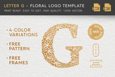 Letter G   Floral Logo Template