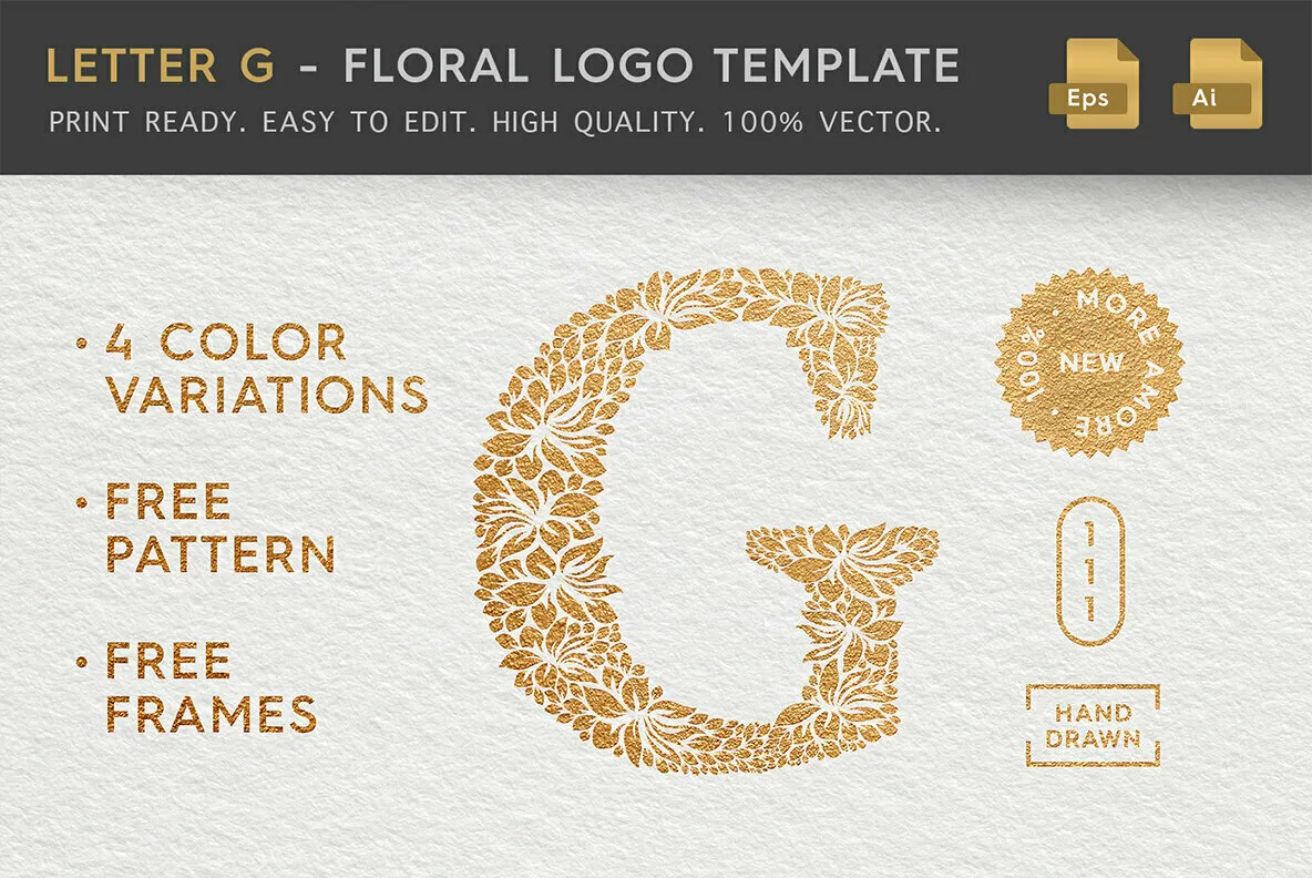 Letter G - Floral Logo Template