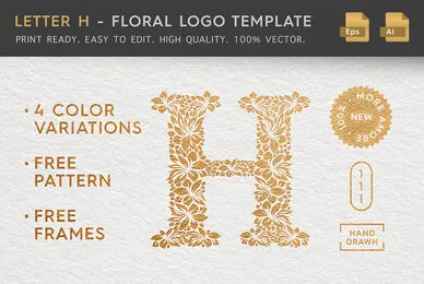 Letter H   Floral Logo Template