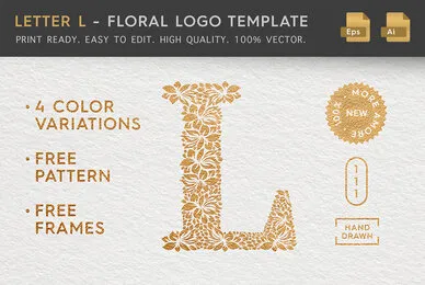 Letter L   Floral Logo Template