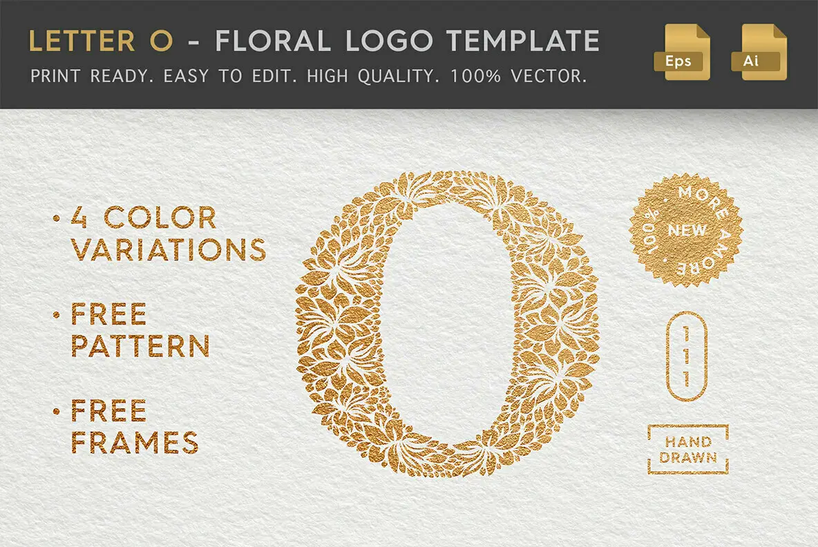 Letter O - Floral Logo Template