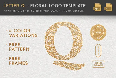 Letter Q   Floral Logo Template