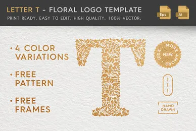Letter T   Floral Logo Template