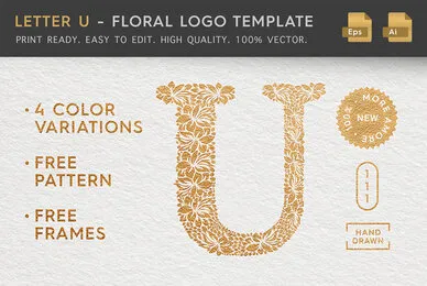 Letter U   Floral Logo Template