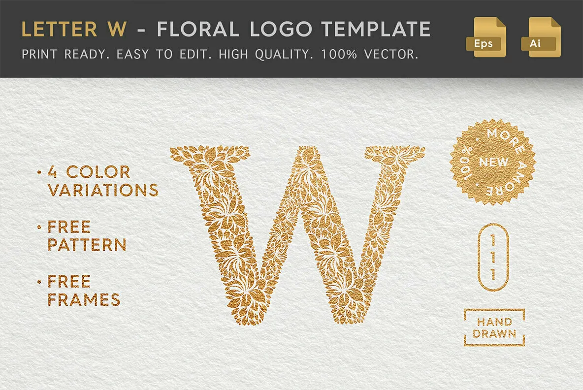 Letter W - Floral Logo Template