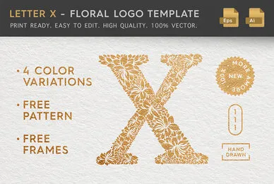 Letter X   Floral Logo Template