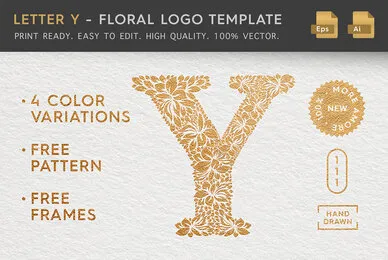 Letter Y   Floral Logo Template