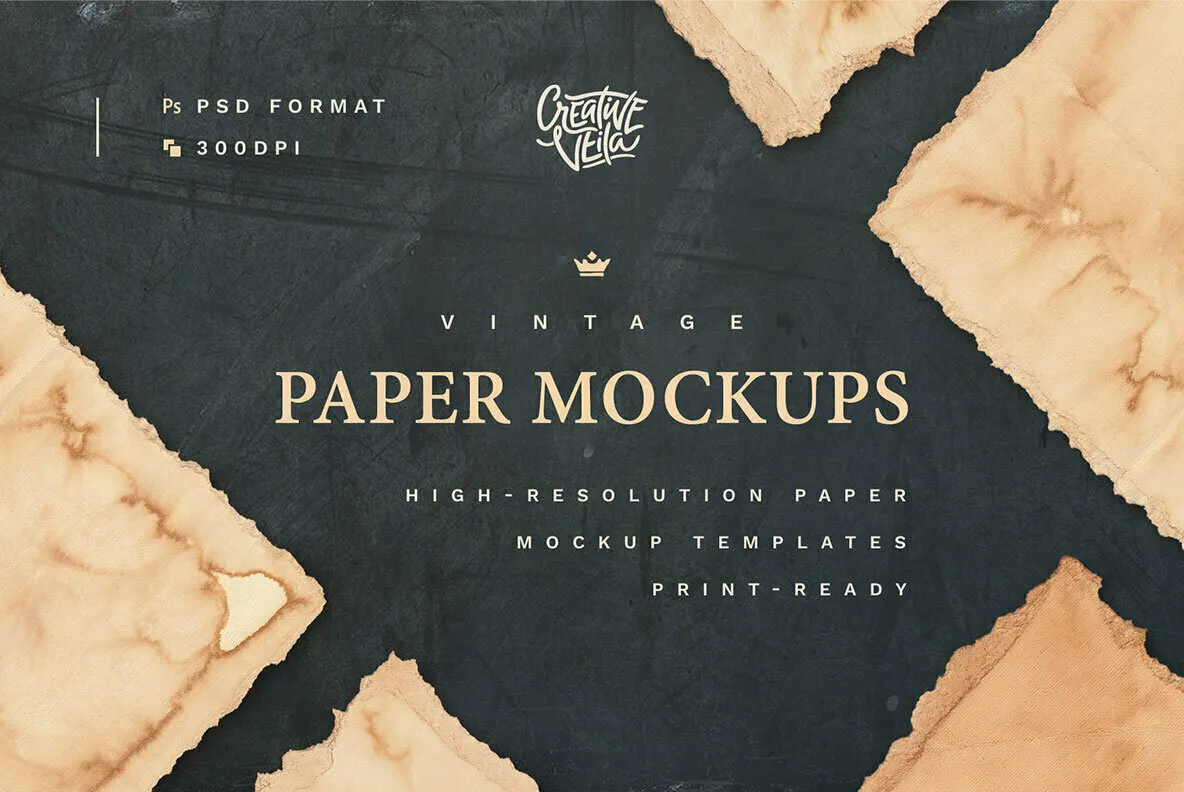 Deckle Edge Paper Mockup Set By Creative Veila