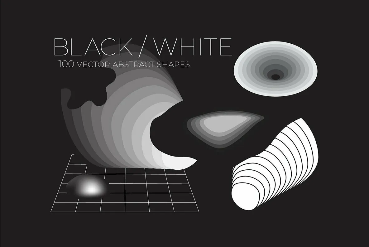 B_W 100 Vector Abstract Shapes