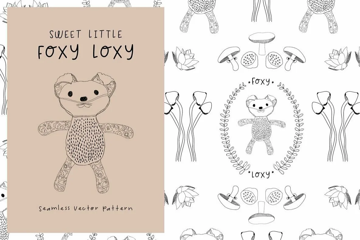 Sweet Little Fox Loxy Seamless Pattern