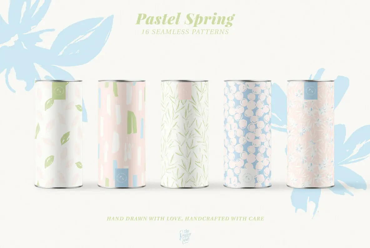 Pastel Spring Patterns Illustrations Floral Collection Graphics ...