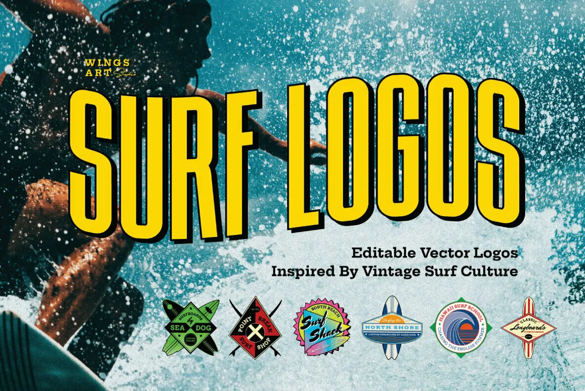Vintage Surf Logo Design Templates