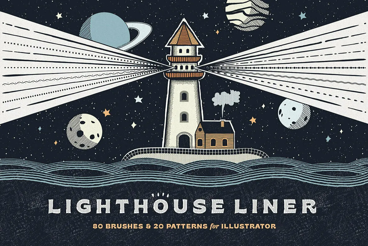 Lighthouse Liner Brushes for Illustrator