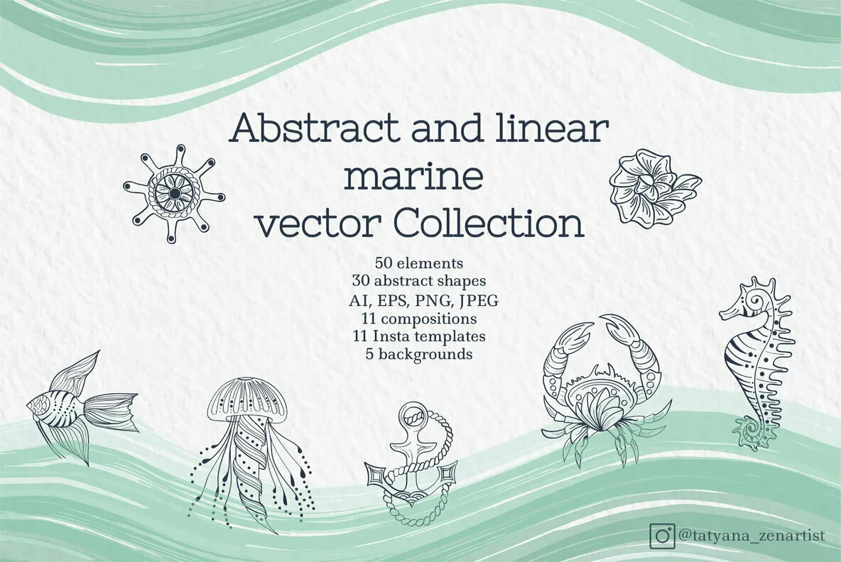 Abstract and Linear Marine Vector Collection