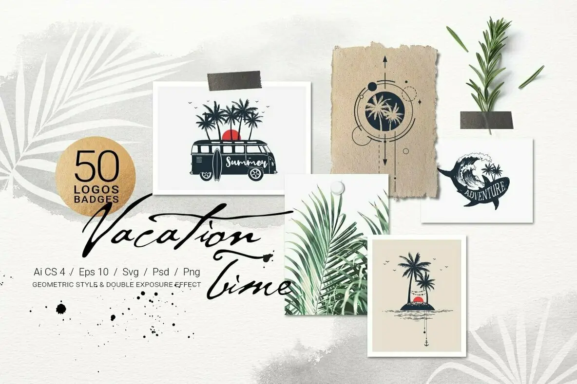 50 Logos & Badges - Vacation Time