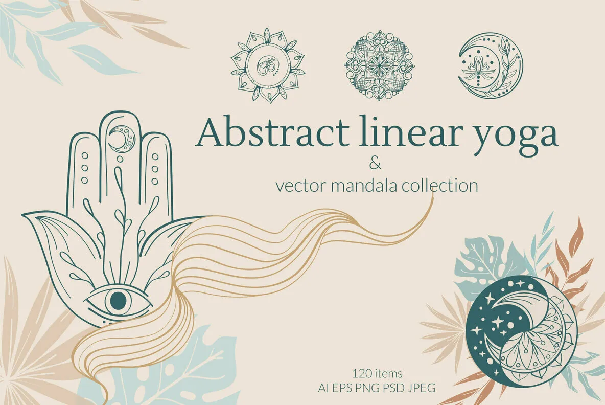 Abstract Linear Yoga and Vector Mandala Collection