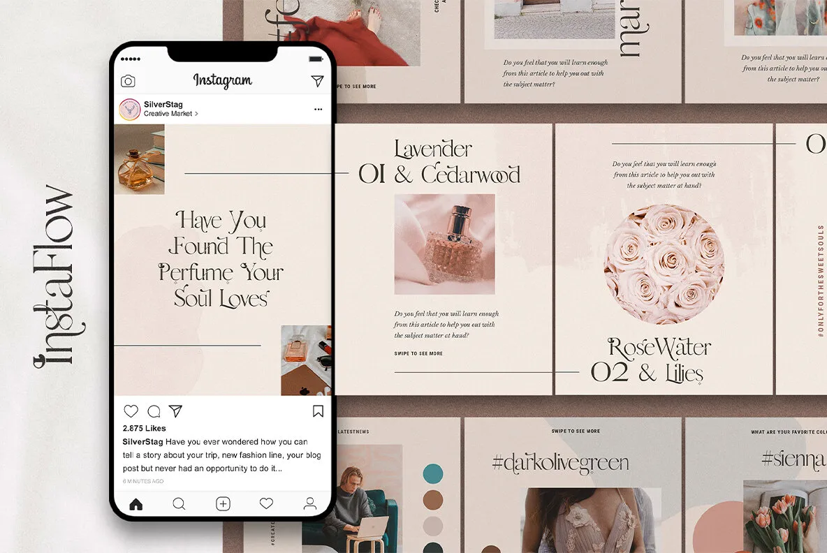 InstaFlow - Instagram Carousel Post Templates Graphics - YouWorkForThem
