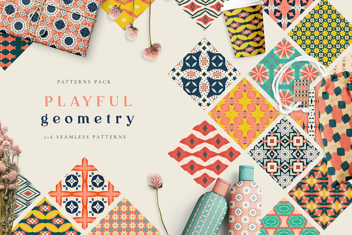 Playful Geometry Seamless Patterns