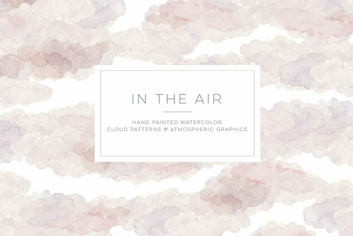 In the Air - Hand Painted Watercolor Cloud Patterns & Graphi