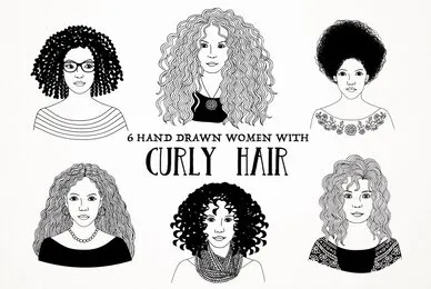 Hand Drawn Women With Curly Hair
