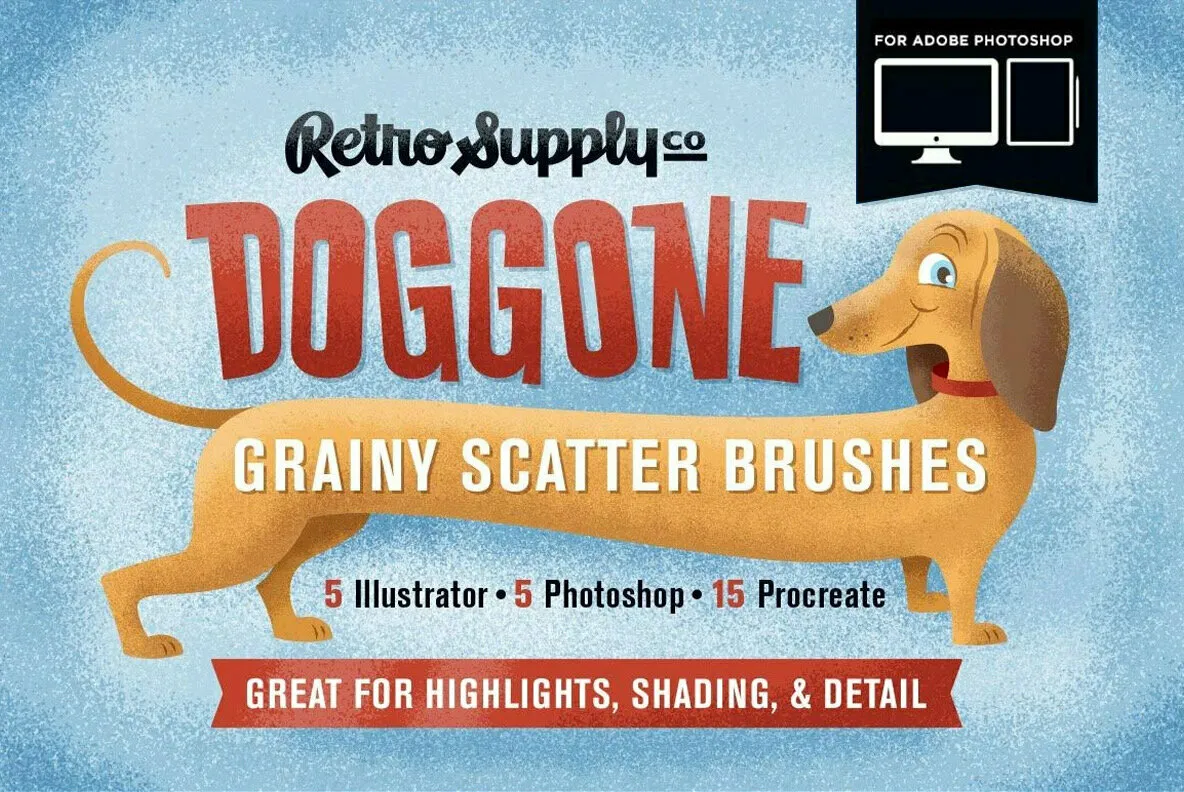 Doggone Grainy Scatter Brushes for Photoshop