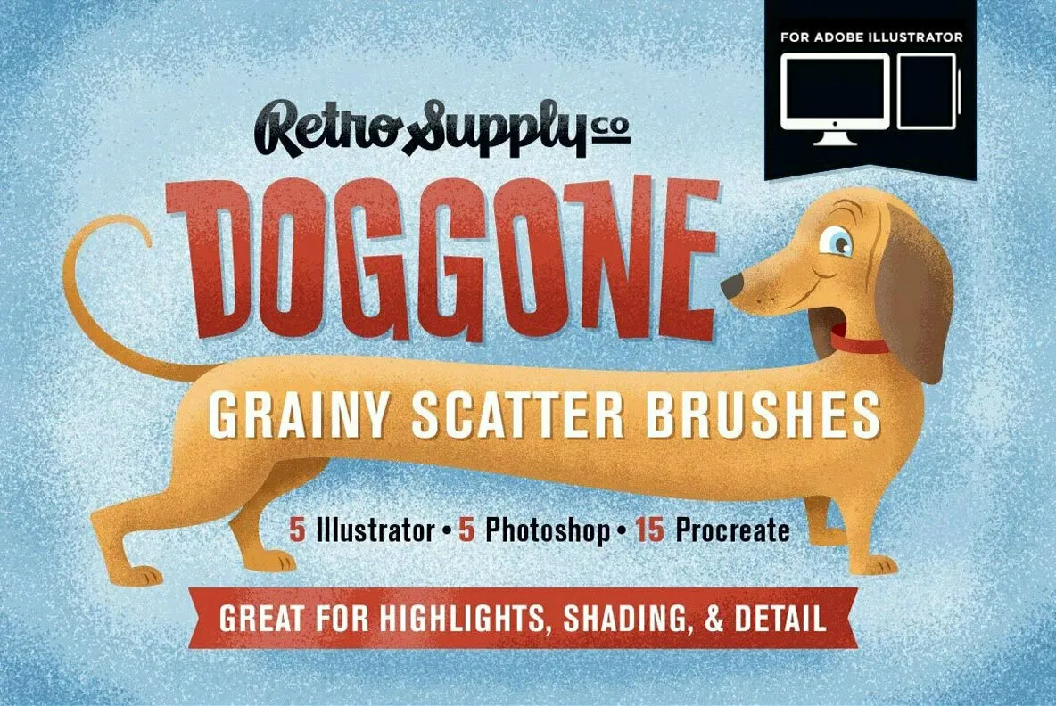 Doggone Grainy Scatter Brushes for Illustrator