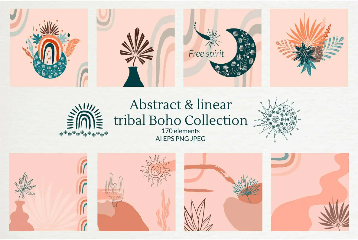 Abstract & Linear Tribal Boho Collection