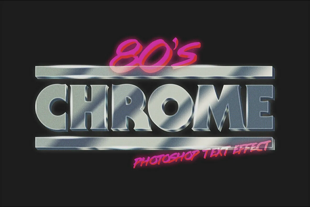 80s Chrome Photoshop Text Effect