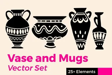 Vase and Mugs Vector Set