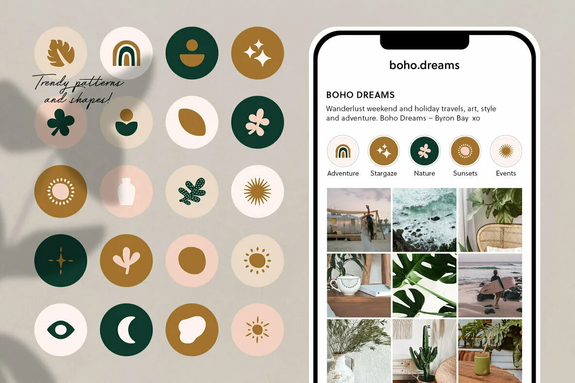 Instagram Highlight Covers Boho Objects Graphics - YouWorkForThem