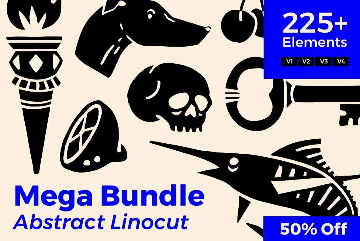 Abstract Linocut Mega Bundle