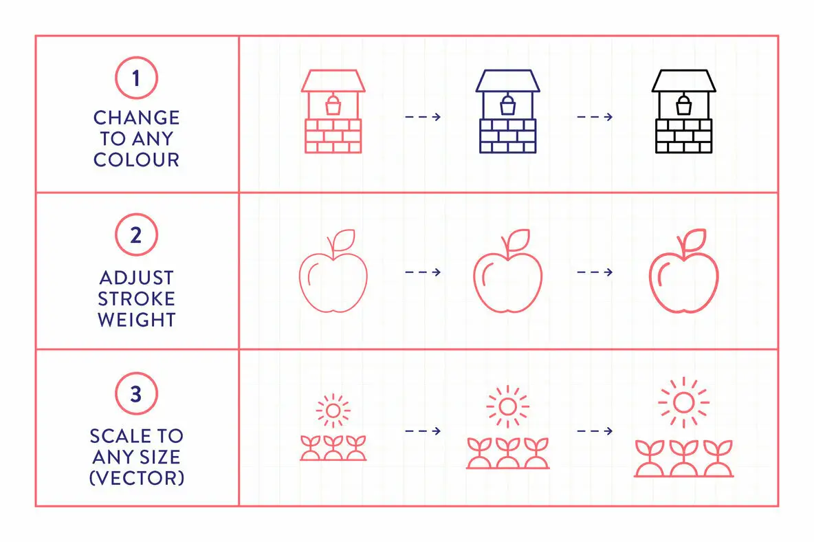 Farm Line Icons Graphics - YouWorkForThem